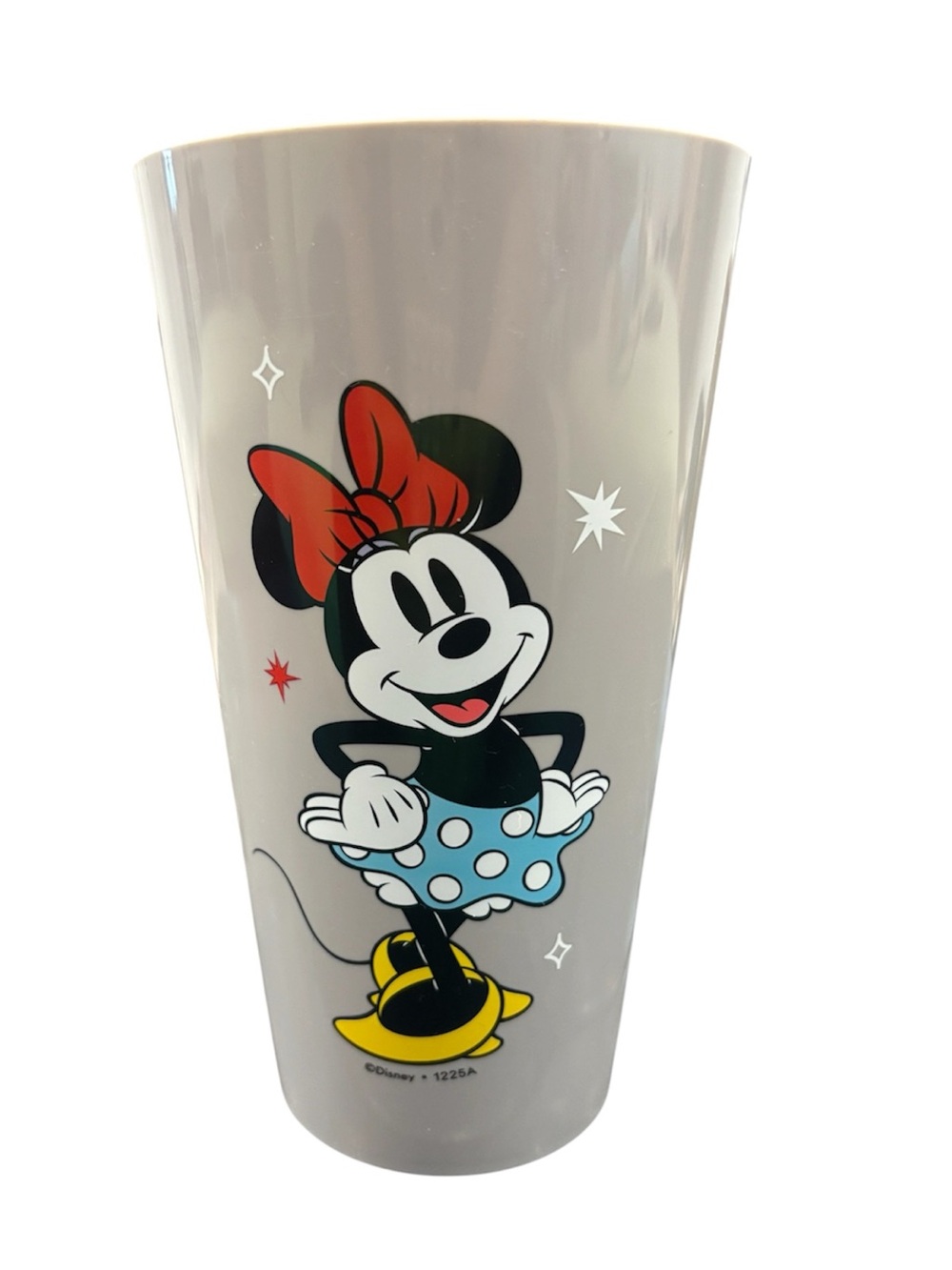 Disney Minnie Mouse Gray Plastic Cup 32oz Red Bow NEW
